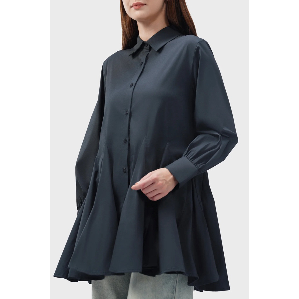 NEW Benang Jarum Mary Ruffle Shirt - Navy (M)