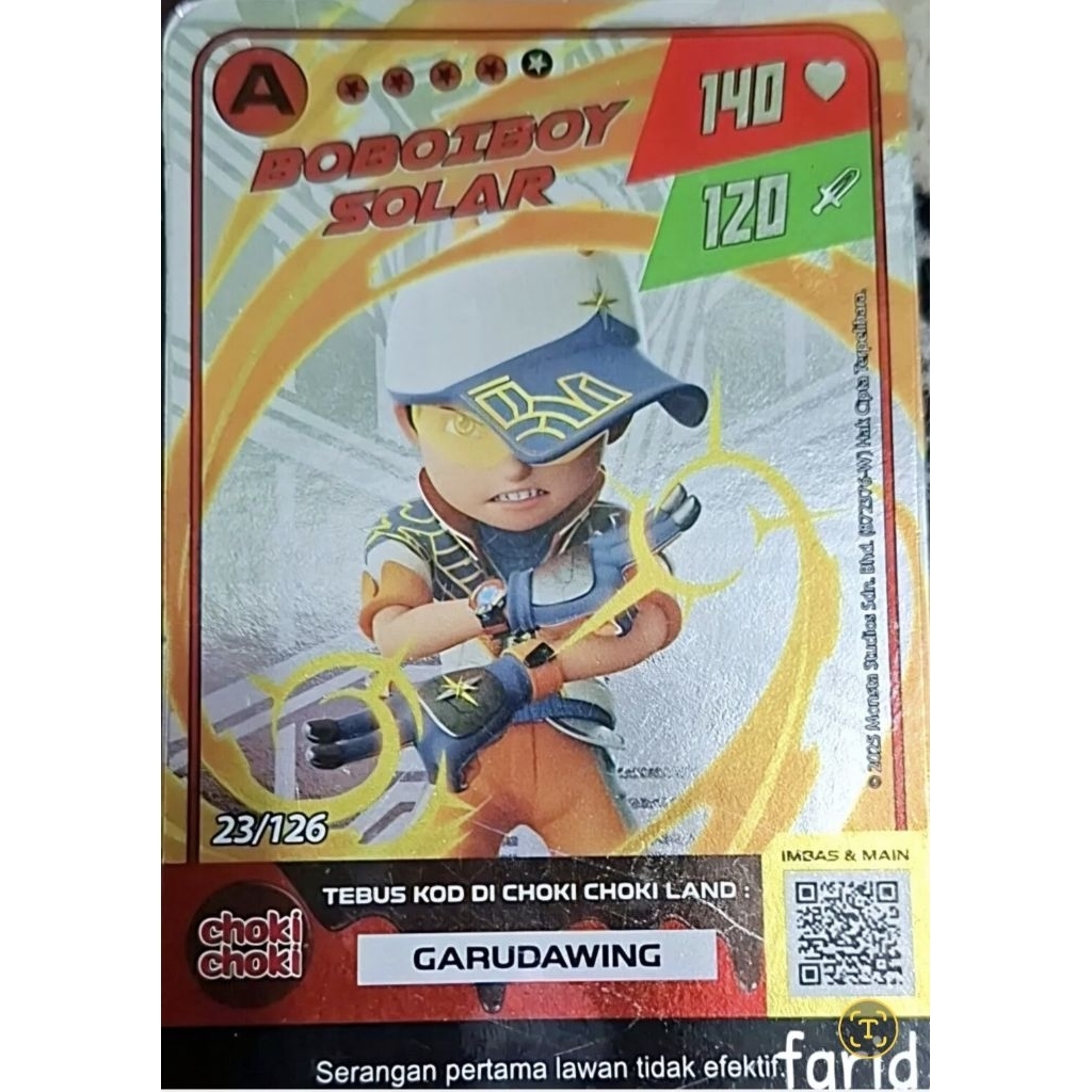 Kartu Boboiboy Hologram choki choki