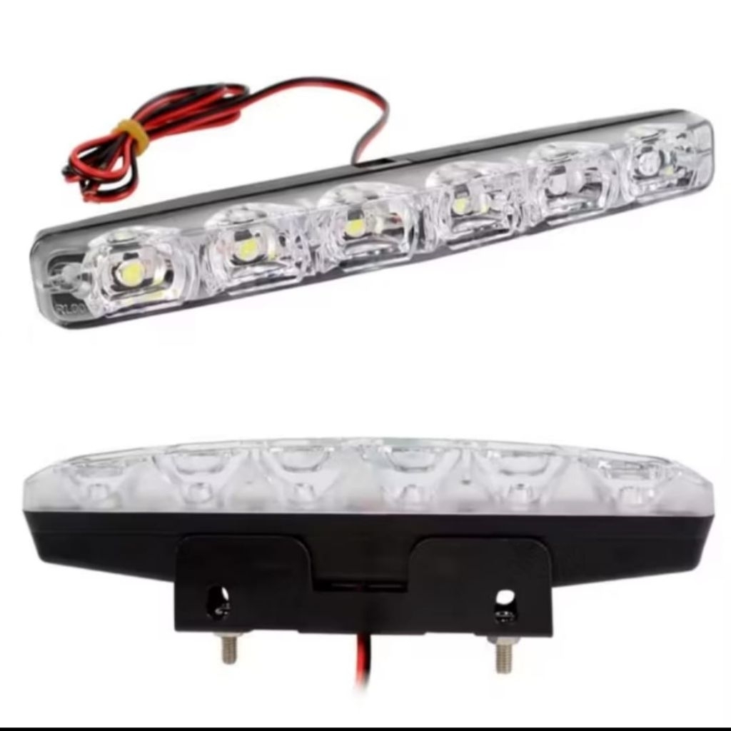 Lampu LED DRL 6 LED Model Fortuner Lampu Depan Mobil Anti Air Universal Harga Sepasang