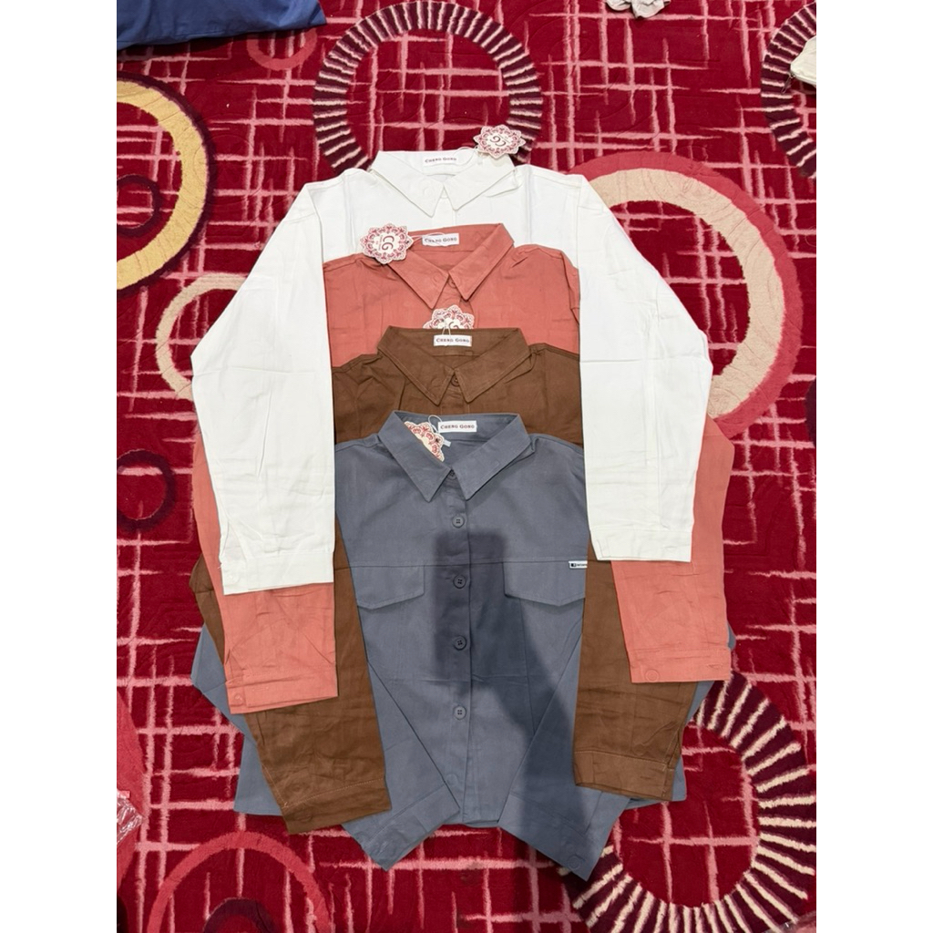 Kemeja Crop Lengan Panjang Wanita / Atasan Lengan Panjang Wanita
