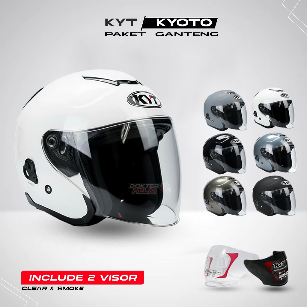 PAKET GANTENG Helm KYT KYOTO PAKET VISOR SMOKE ORI - helm kyt paket ganteng visor smoke