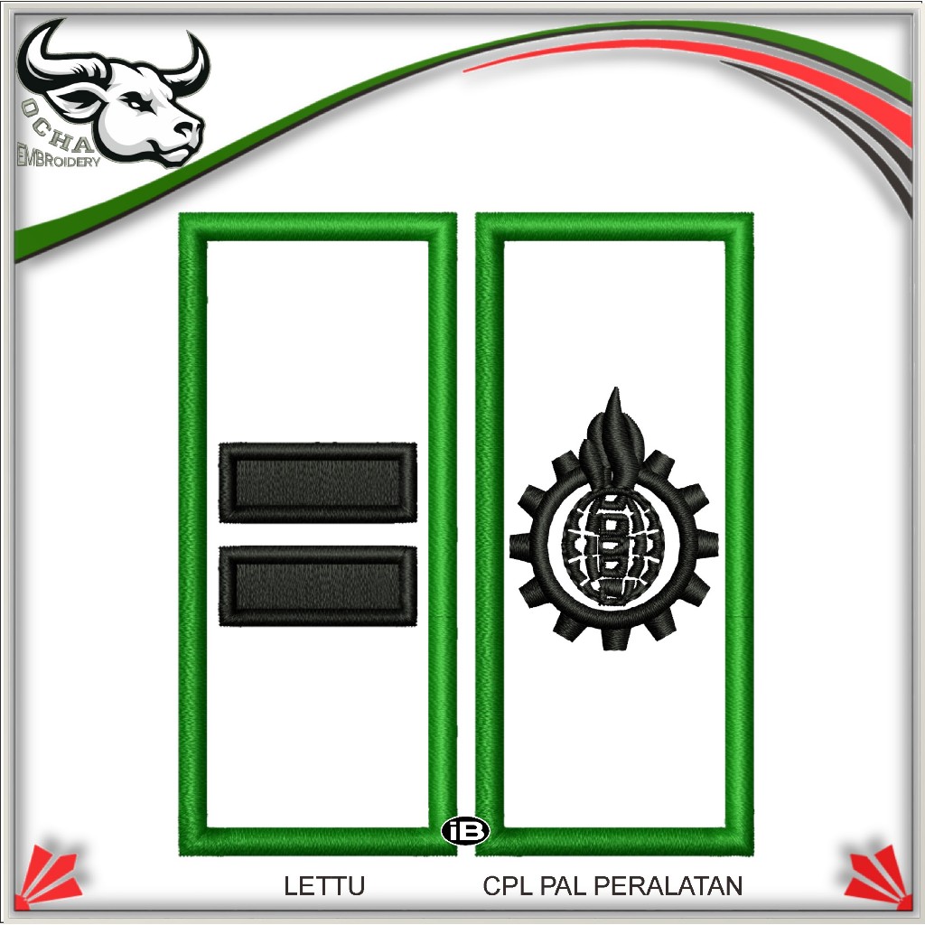 PANGKAT LETDA CPL PAL PERALATAN BREVET ATRIBUT BORDIR TNI EMBROIDERY / PERKERAS KAIN & MIKA OCHA
