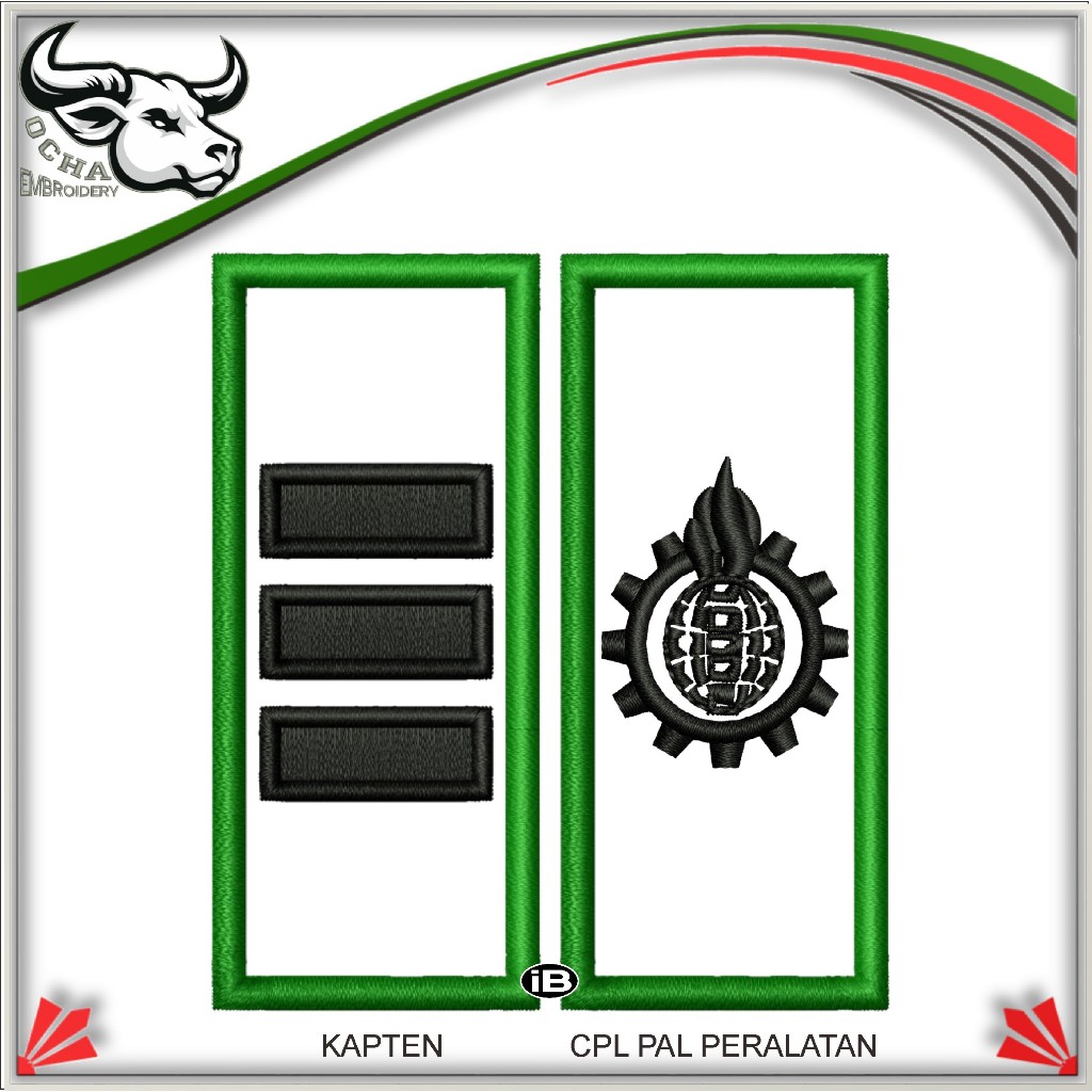 13 PANGKAT KAPTEN CPL PAL PERALATAN BREVET ATRIBUT BORDIR TNI EMBROIDERY PERKERAS KAIN MIKA OCHA