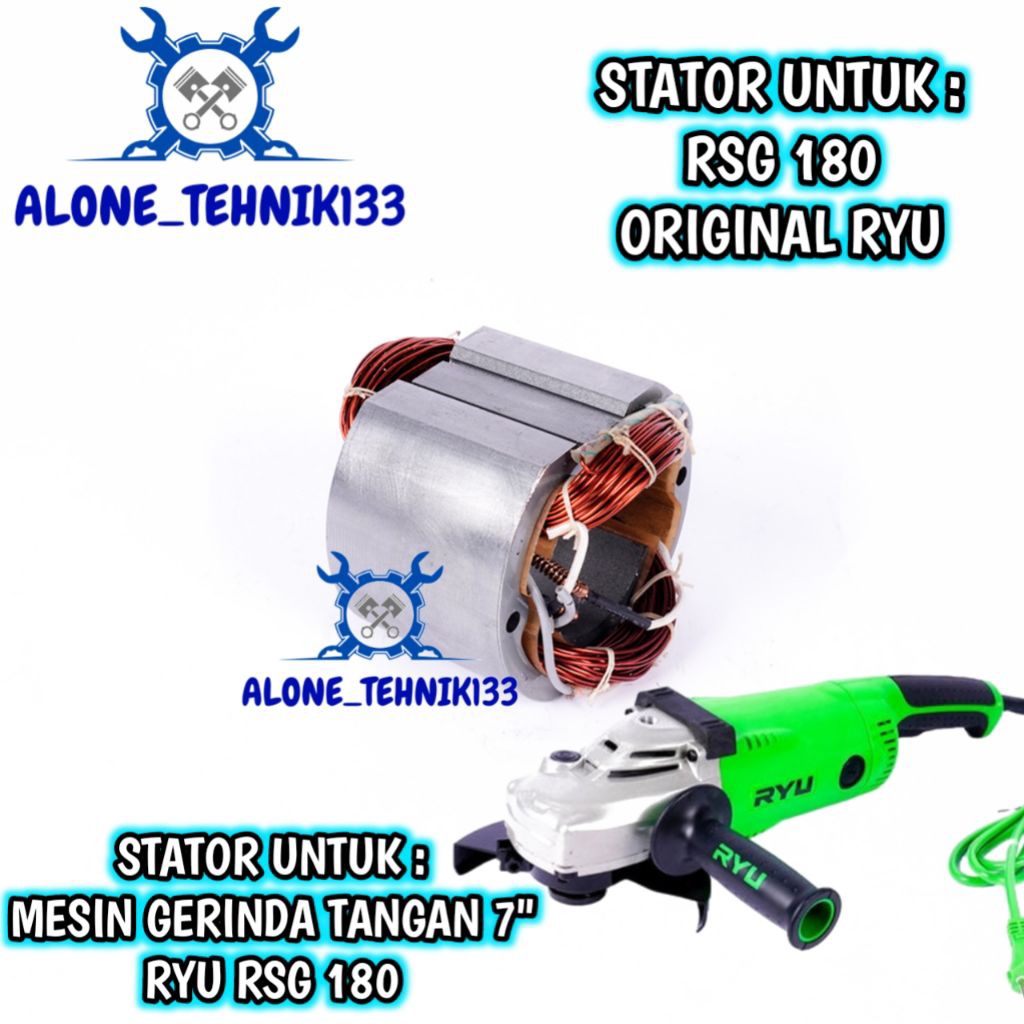 STATOR RYU RSG 180 STATOR UNTUK MESIN GERINDA 7" RYU RSG180 GULUNGAN ATAU BANTALAN MESIN GERINDA TAN