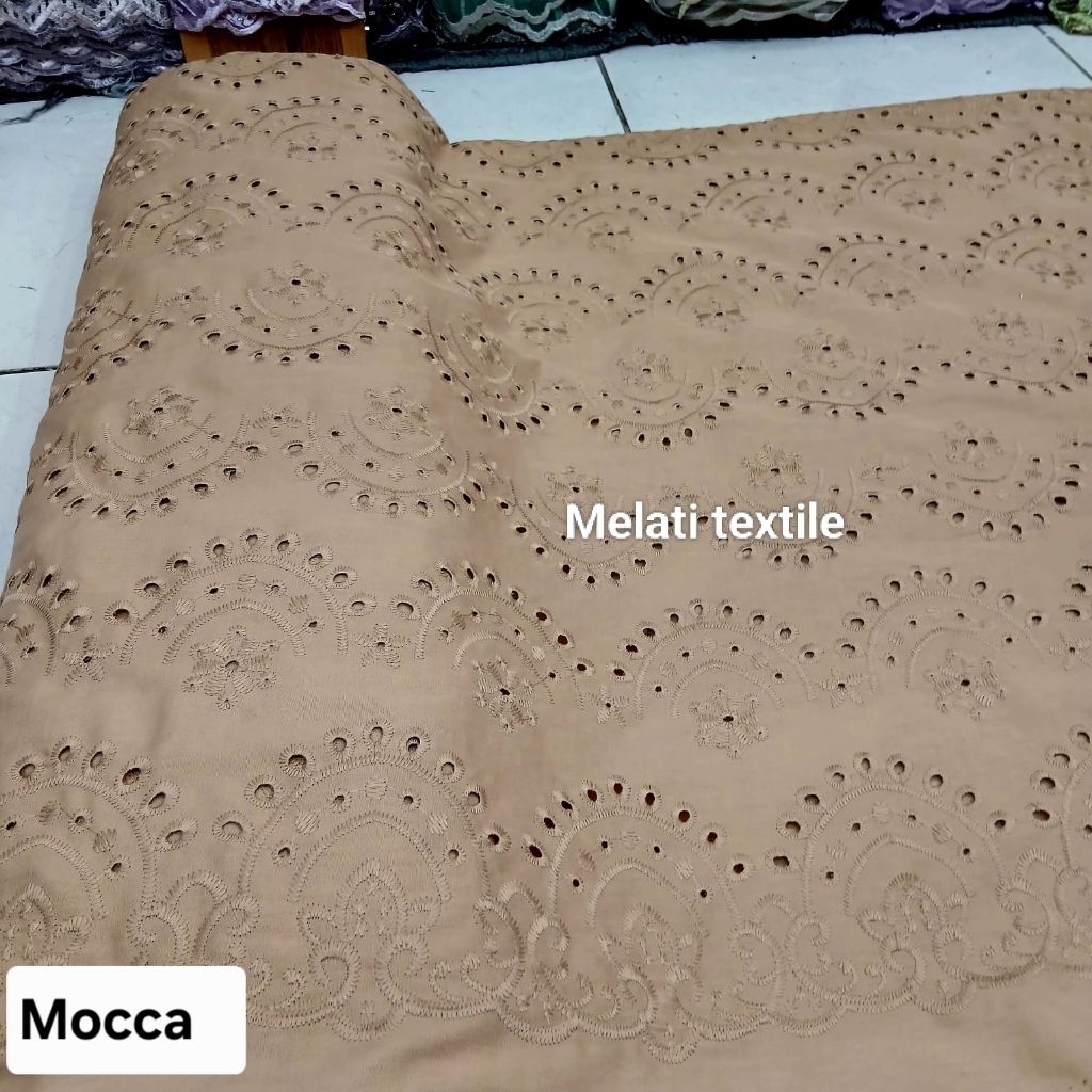Kain bahan katun bordir bolong jepang premium / Kain katun bordir bolong jepang halus original impor