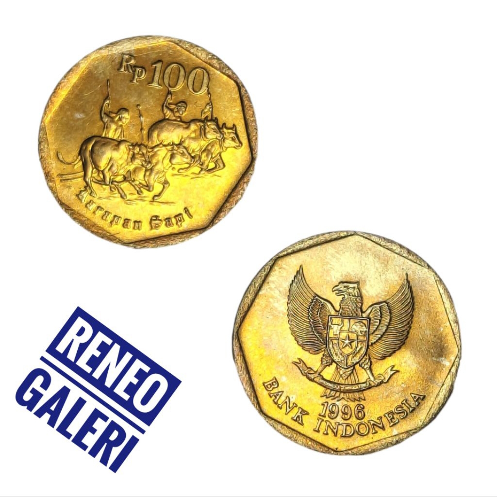 Berkilau Koin 100 Rupiah Karapan sapi kuning random tahun random uang kuno original asli