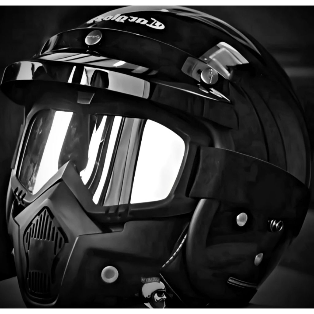 Helm Retro Bogo Goggle Mask Topeng Pet Pendek Helem Motocross Pria Wanita Dewasa