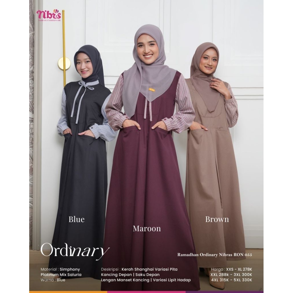 Gamis Syari Ordinary RON 055 by Nibras |Gamis Set Hijab| Gamis Terbaru 2026|Dress Lebaran|Gamis Syar