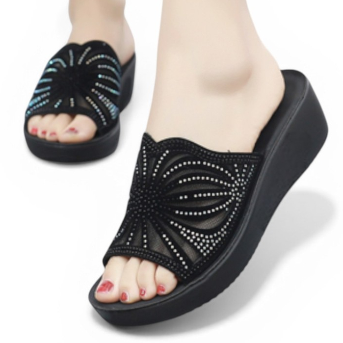 Sandal Wanita Pesta / Sendal Wedges Kondangan Ibu Ibu Kekinian Terlaris