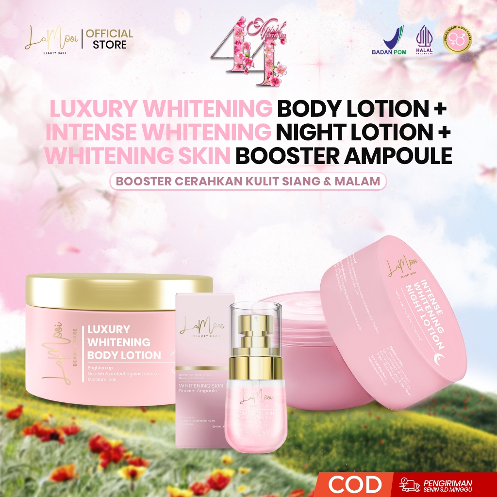 [LAMOOI] Luxury Whitening Body Lotion (HB Siang) + Intense Whitening Night Lotion (HB Malam) + Body 