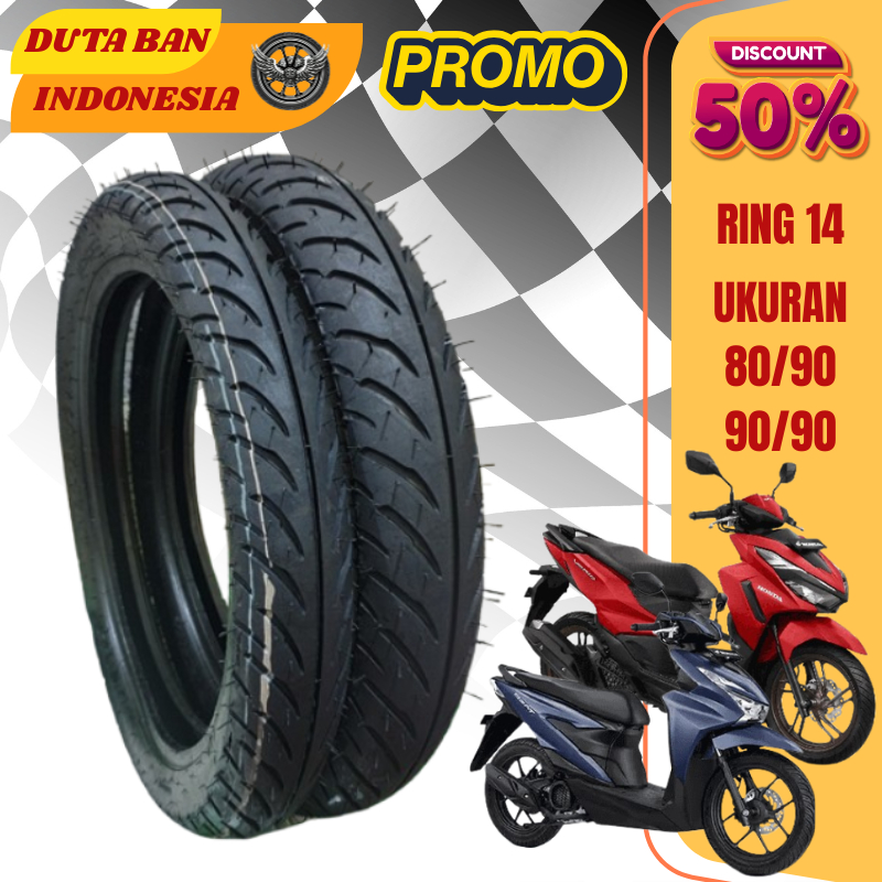Ban Luar Motor Matic Ring 14 Tubles dan Biasa (Non Tubles) Beat Vario Mio Spacy Ukuran 80/90 dan 90/