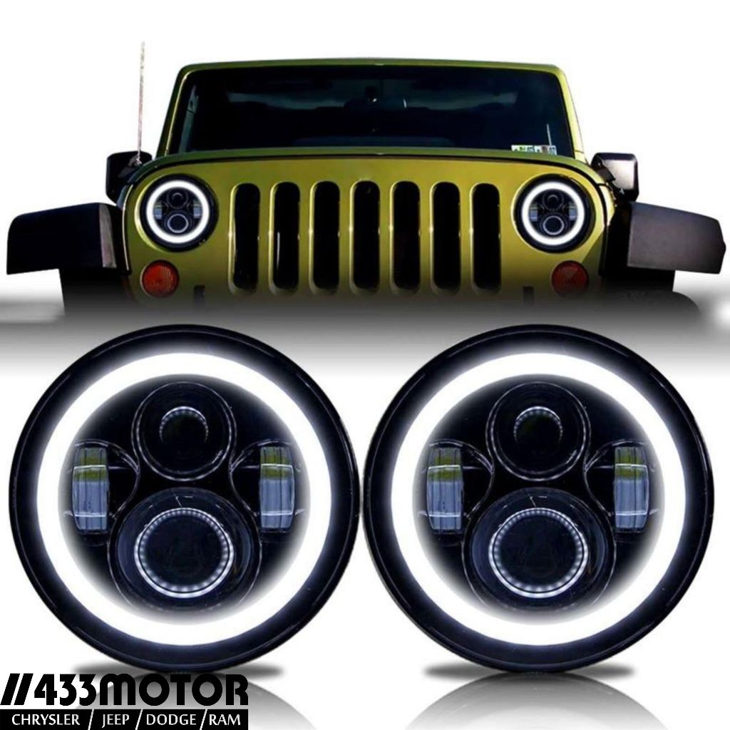 Lampu Depan Headlamp LED JW Speaker 7Inch 50Watt Jeep CJ7 Jeep Wrangler JK CJ7