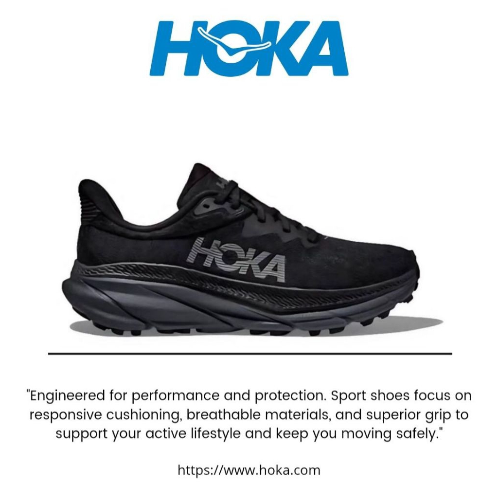 Sepatu HOKA ONE ONE Challenger ATR 7 Full Black Trail Running Shoes