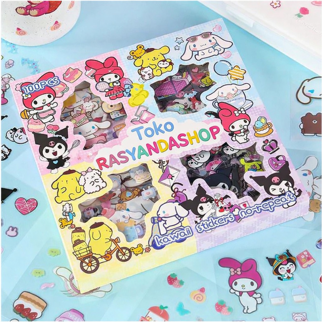 Sticker momo rainbow mix 4 warna isi 50-100 pcs per box