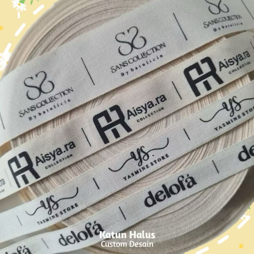 100 pcs label katun label baju / label hijab / label pengganti woven / label katun / label nama / la