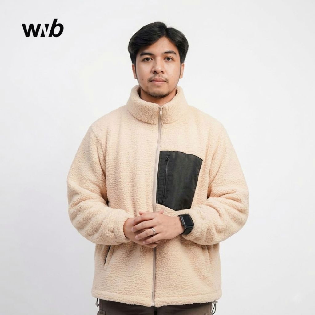 Sheva Sherpa Jacket Cream | Jaket Sheva Sherpa Coklat Susu - WNB Indonesia