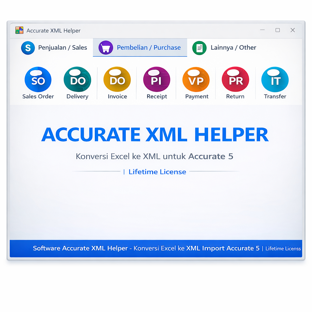 Software Accurate XML Helper - Konversi Excel ke XML Import Accurate 5 | Lifetime License