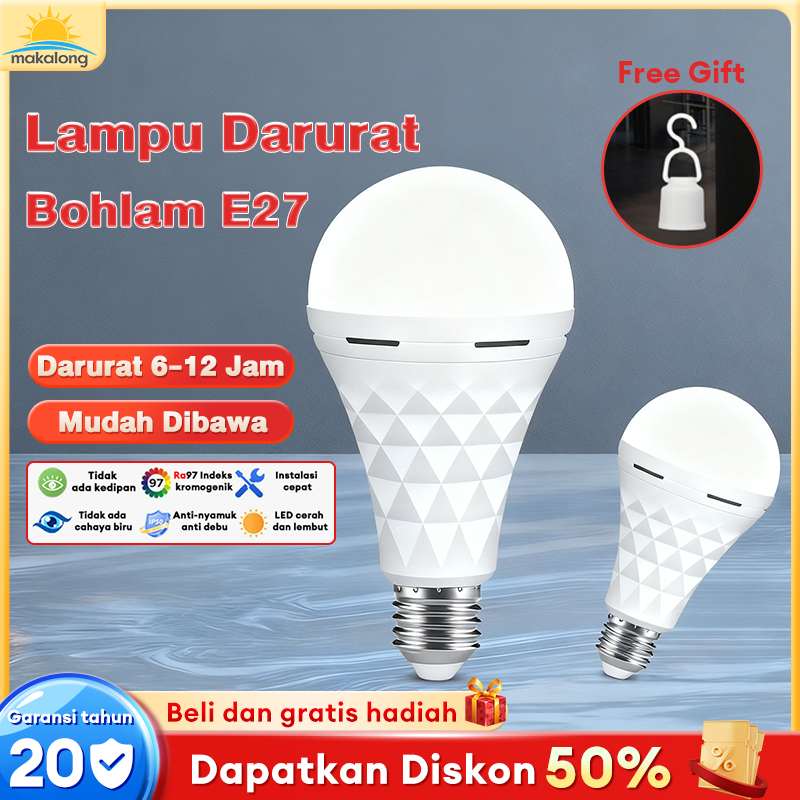 Lampu darurat Lampu emergency 40W Lampu Bohlam LED Cahaya Putih Mengenai Air Otomatis Menyala