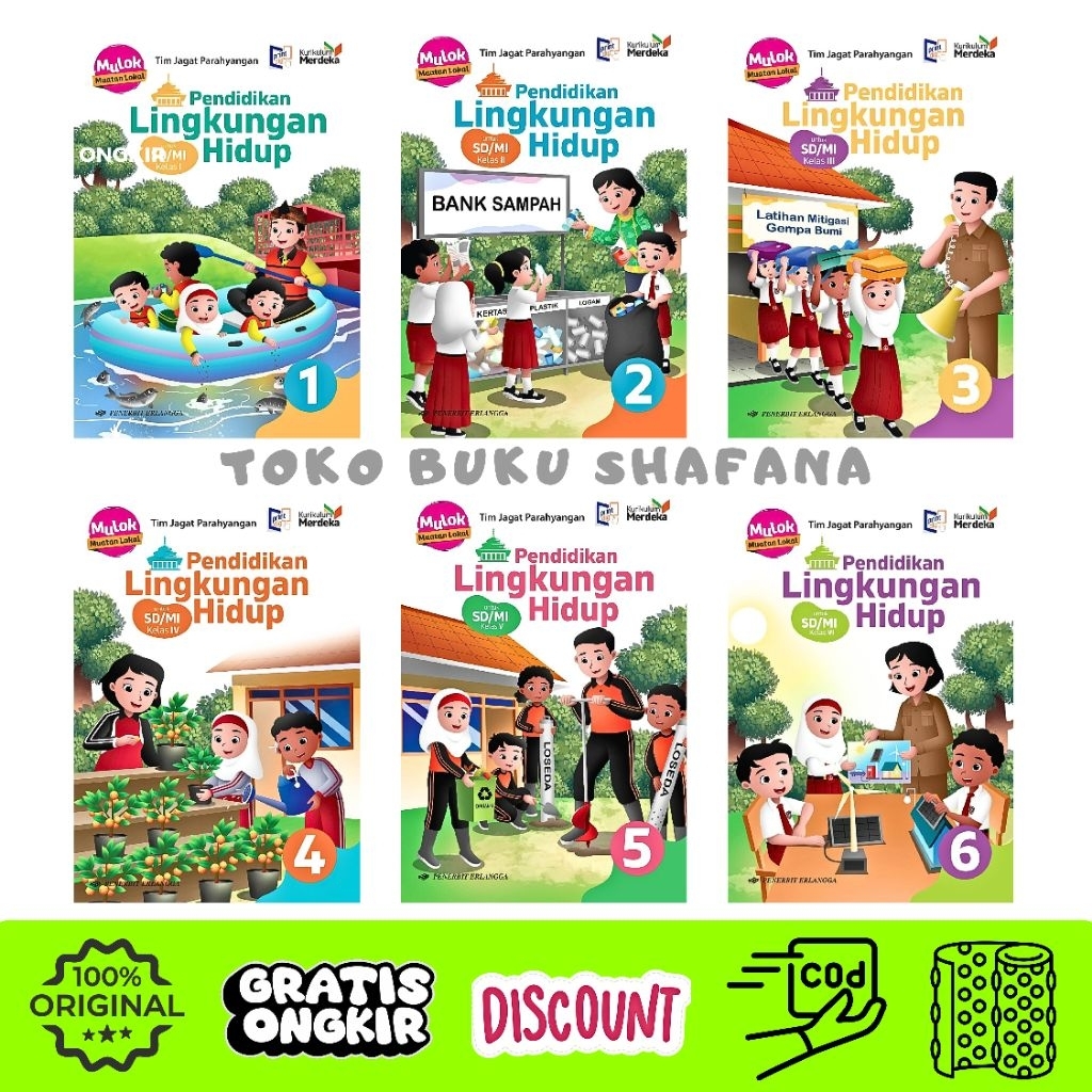 PLH Erlangga Untuk SD Kelas 1-6 Kurikulum Merdeka Buku Pelajaran Pendidikan Lingkungan Hidup