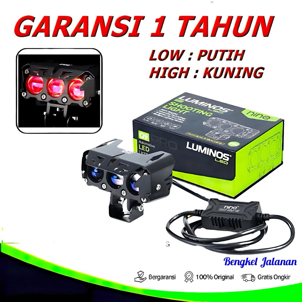 LUMINOS LAMPU TEMBAK SOROT SQL 3 Mata 3mata 80WATT LUMINOS NINE AUTOSERIES ORIGINAL SUPER TERANG ng