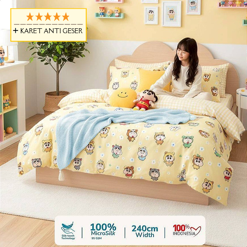 sprei anak kartun Crayon Sinchan Dress Up 120x200 90x200 100x200 140x200 180x200 160x200 200x200