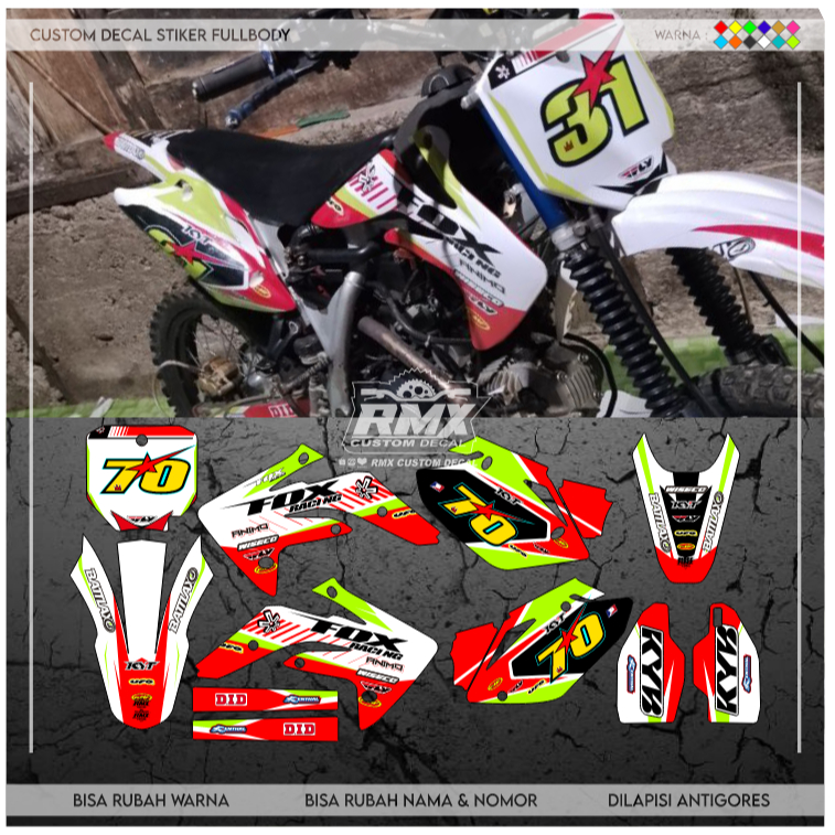 DECAL CRF 150 R FULLBODY (002) DEKAL STIKER CRF 150 LAMA HITAM MERAH, KUNING, HIJAU, BIRU TUA/MUDA, 