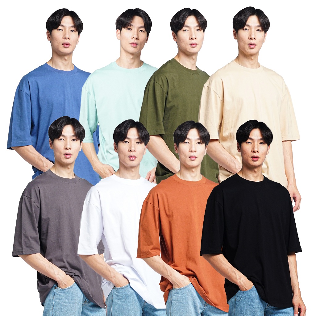LOUVINNE Pollac T-shirt Oversized l Kaos Oversize Polos Lengan Pendek Unisex Pria dan Wanita