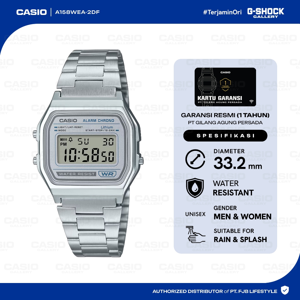 Jam Tangan Unisex Casio A158WEA-7DF  Vintage Digital