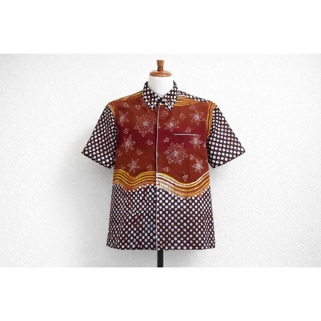 Kemeja Batik Pria Surabaya Tulis Mix Abstrak Kontemporer