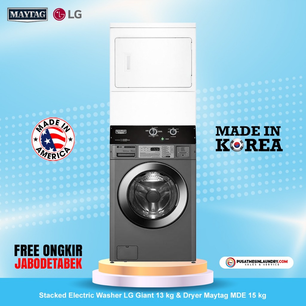LG Giant Max Mix Stack Mesin Cuci 13kg & Mesin Pengering Listrik 15kg LGMG15E
