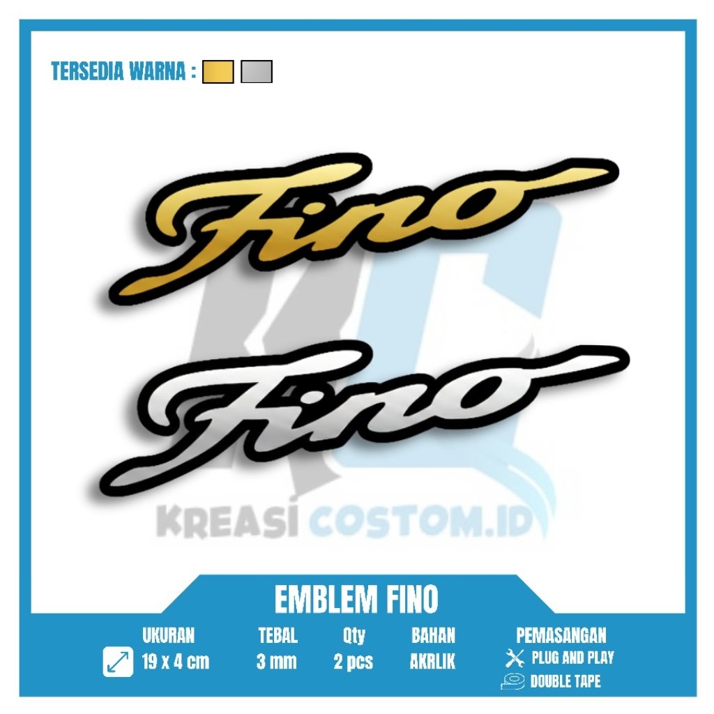 Emblem Fino 3D Akrilik Tebal 3mm Premium - Aksesoris Variasi Motor Klasik Mewah Isi 2 Pcs - Emblem P