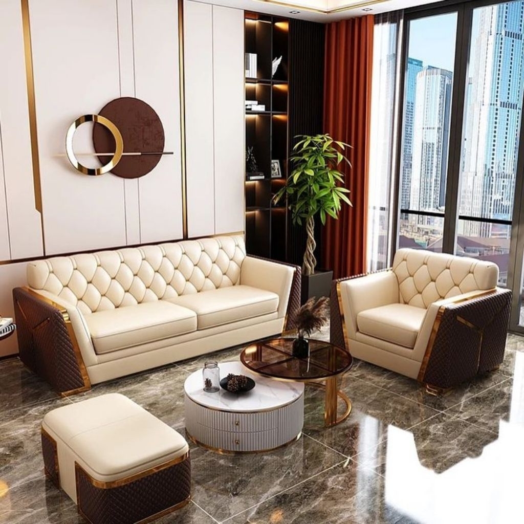 Sofa Set kulit Minimalis Model Sofa Terbaru Kursi Ruang Tamu