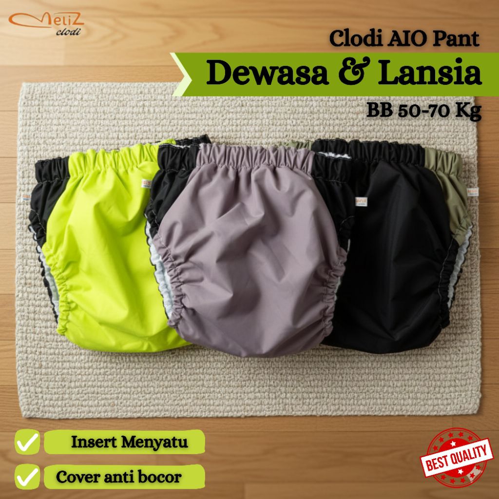 Popok Kain Dewasa dan Lansia Waterproof Ukuran L ( BB 50-70 kg), Popok Celana ukuran jumbo, Clodi De