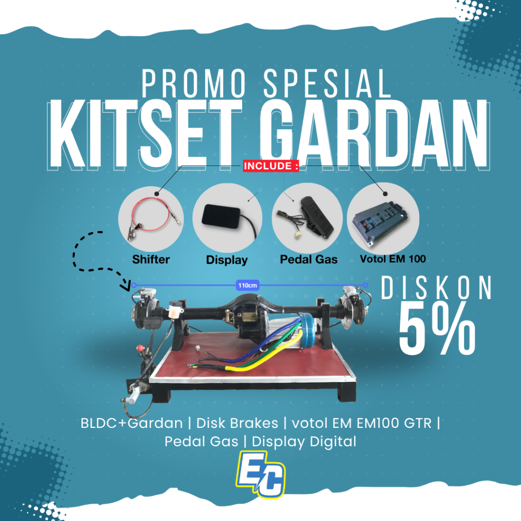 Motor Listrik Gardan 1800W, 2200W BLDC 60V Kit Konversi Mobil Listrik