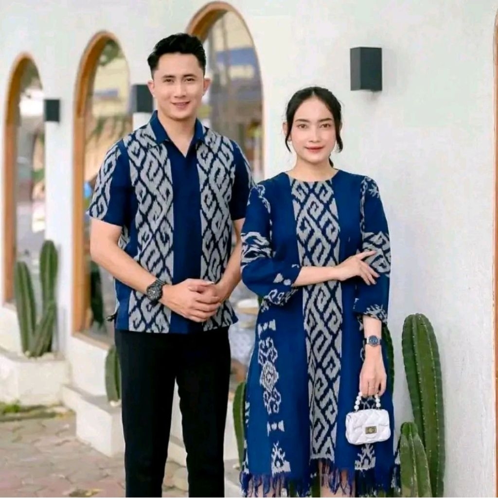COUPLE TENUN DRESS MIDI TENUN baju tenun couple keluarga
