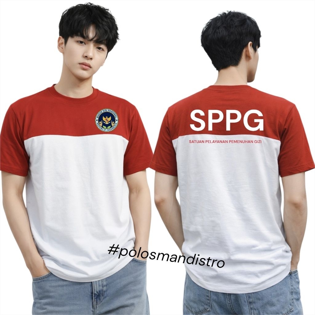 KAOS MERAHPUTIH MBG SPPG SATUAN PELAYANAN PEMENUHAN GIZI BAJU SERAGAM MBG
