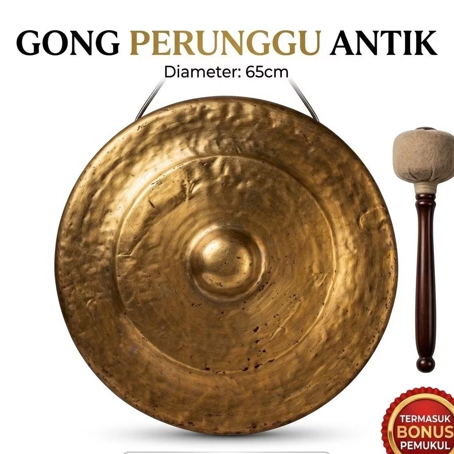 Gamelan perunggu Diameter 65 cm, kuningan antik bonus pentungan gong suara merdu