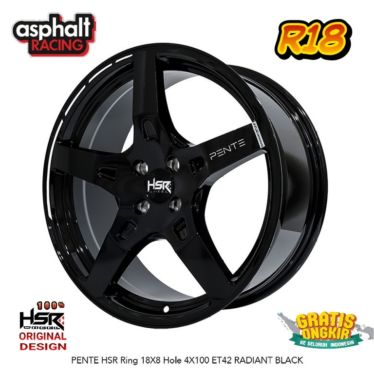 Velg Mobil Racing Palang 5 Hsr Pente R18 Pcd 4X100 Lebar 8 Untuk Raize Rocky Jazz Mobilio dll R 18