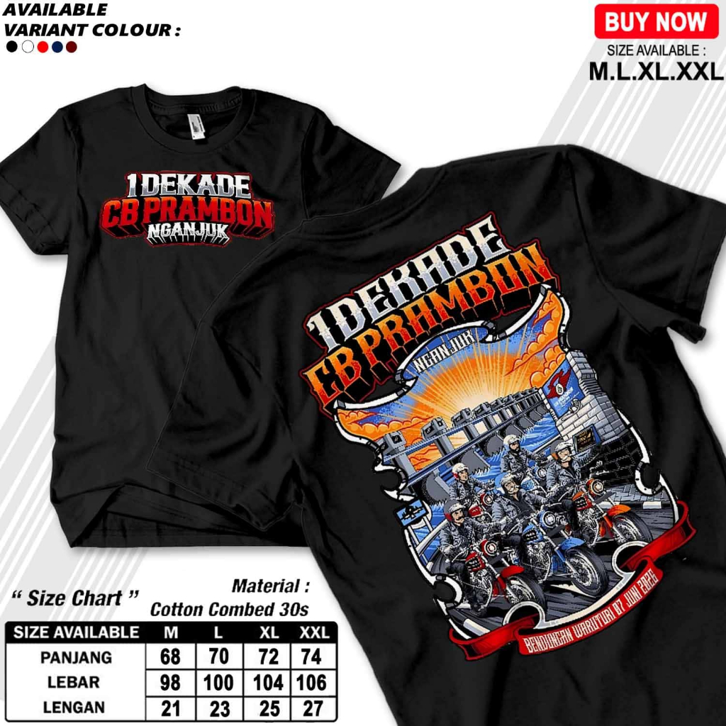Kaos ACARA 1 DEKADE CB PRAMBON NGANJUK ORIGINAL Tgl 7 JUNI 2026 Kaos Acara CB PRAMBON