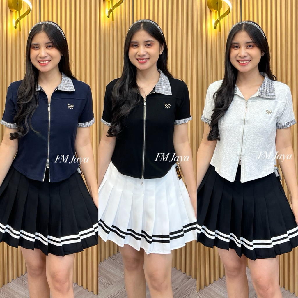 ATASAN KERAH WANITA 3291 || BAJU KERAH KOMBINASI || ATASAN MOTIF BORDIR PREMIUM || ATASAN KAOS DOUBL