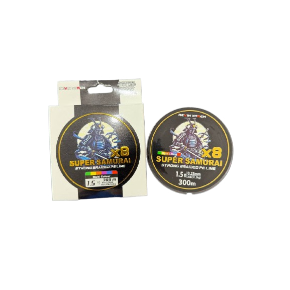 Benang Senar Pancing PE LINE Panjang 300m Super Samurai X8 Warna Rainbow Murah Halus