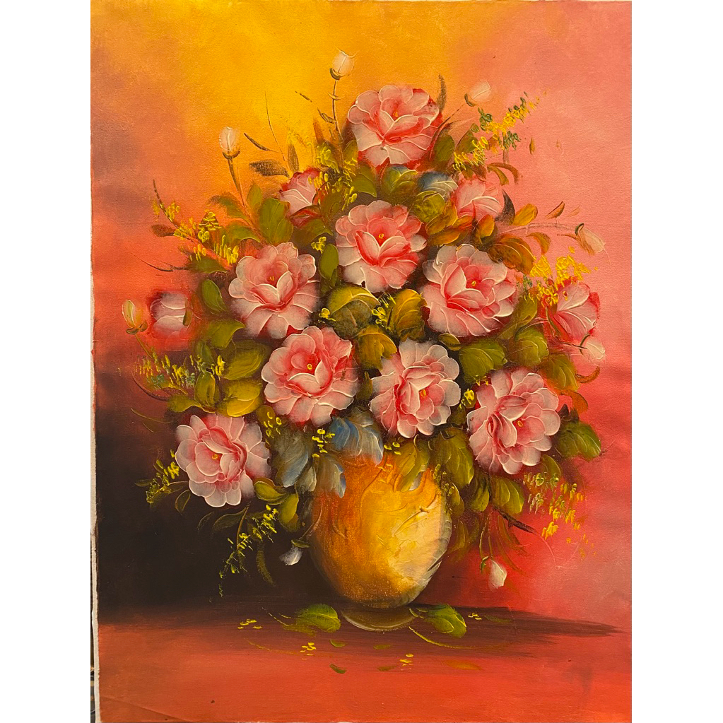 Lukisan Canvas Bunga Mawar, Uk : 80 cm x 60cm, lukisan buatan tangan