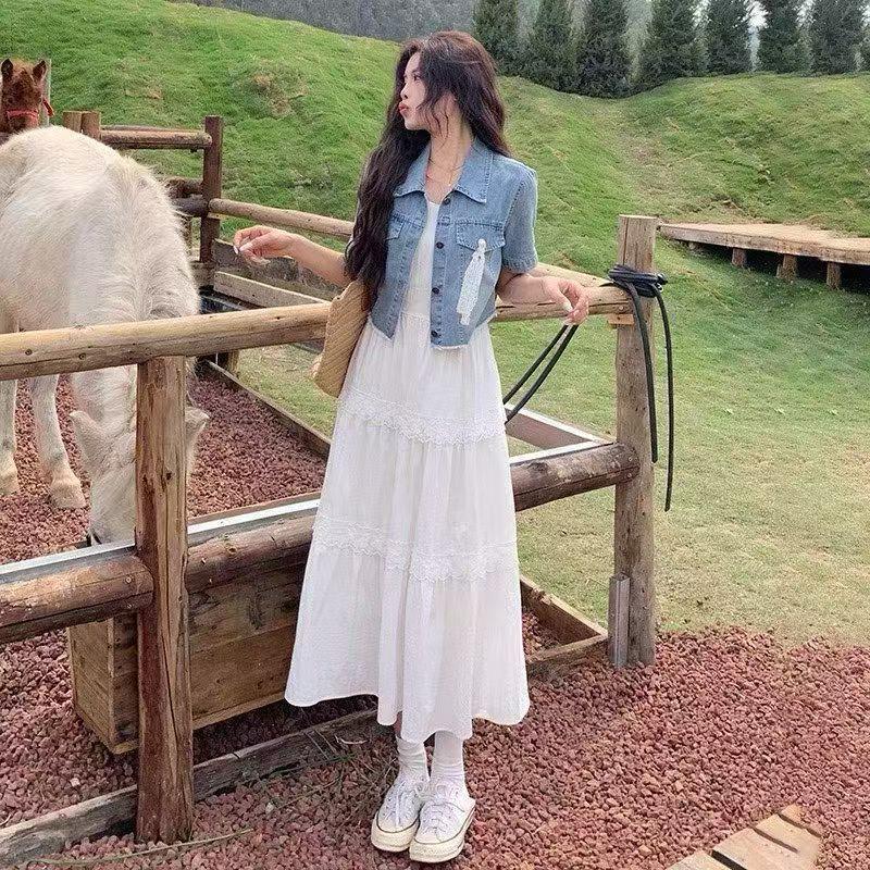 MINEOLA Rok Panjang Putih Alice Estetik / Korean Tiered Lace Maxi Skirt / Rok Ruffle Susun Brokat Vi