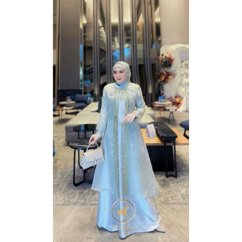 Alunarra Dress by New Lusy Original - Dress dengan Bahan armani silk (motif) organza include didalam