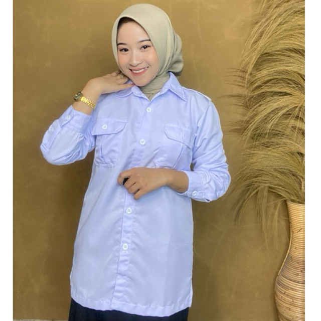 Seragam dinas putih saku dada Wanita Atasan PDH putih saku Dada wanita