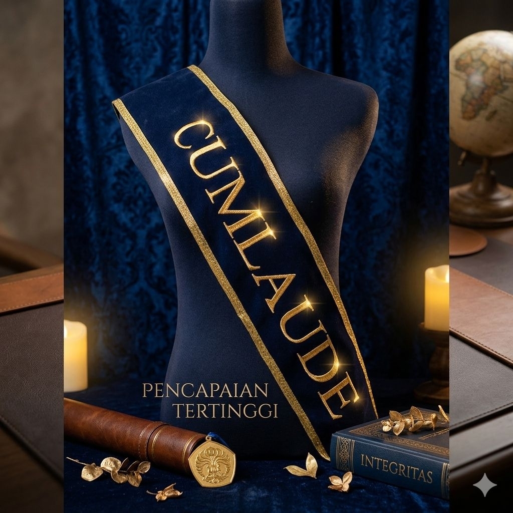 Selempang Cumlaude / Slempang Cumlaude / Selendang Cumlaude/ Bludru Bordir List Pita