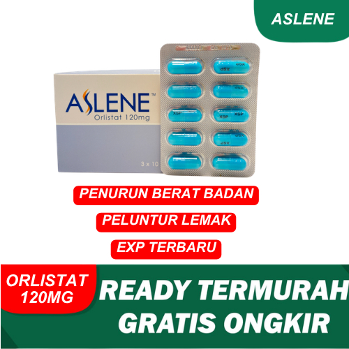 ASLENE ORLISTAT 120MG OBAT DIET PENURUN BERAT BADAN PENGHANCUR LEMAK 100% ORIGINAL EXP TERBARU SIAP 