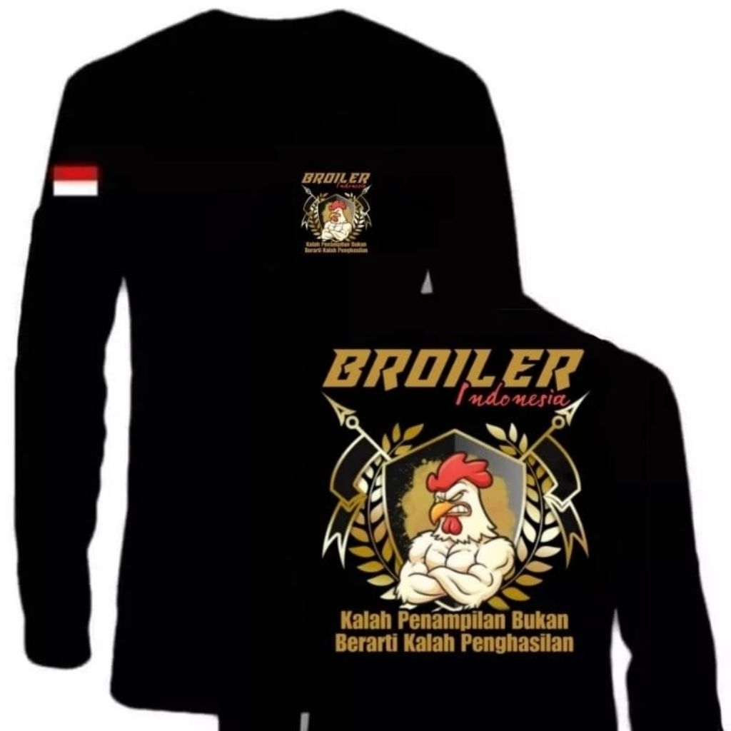 KAOS LENGAN PANJANG, BROILER, WARNA TULISAN MAS GOL