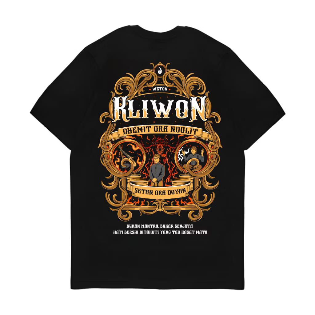KAOS WETON KLIWON DHEMIT ORA NDULIT SETAN ORA DOYAN MOTIF GOLD COKLAT
