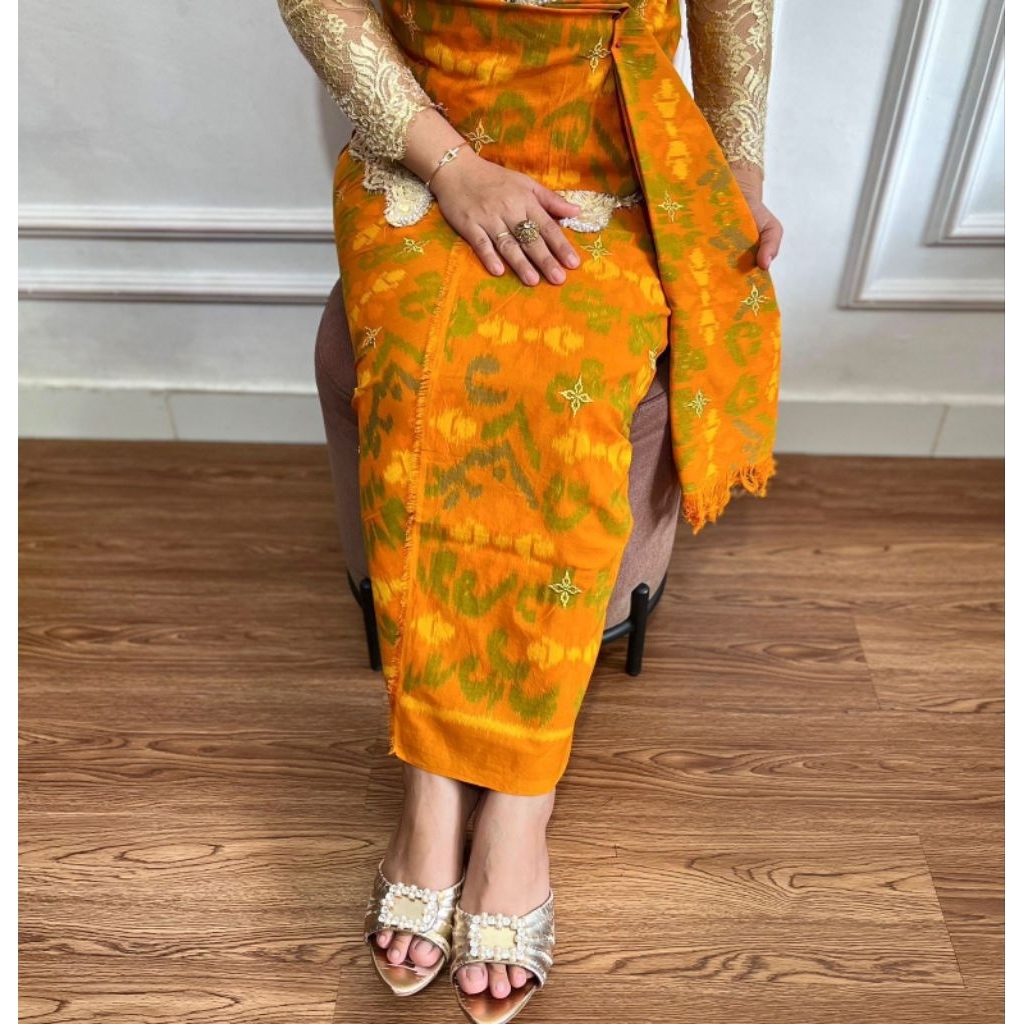 kain tenun endek alam lasem tabur bintang set selendang songket bordir emas // kamen endek bali // k